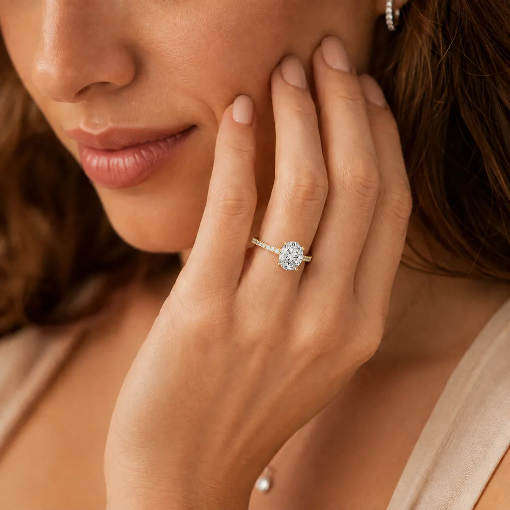 Victorian Whisper Oval Halo  Ring