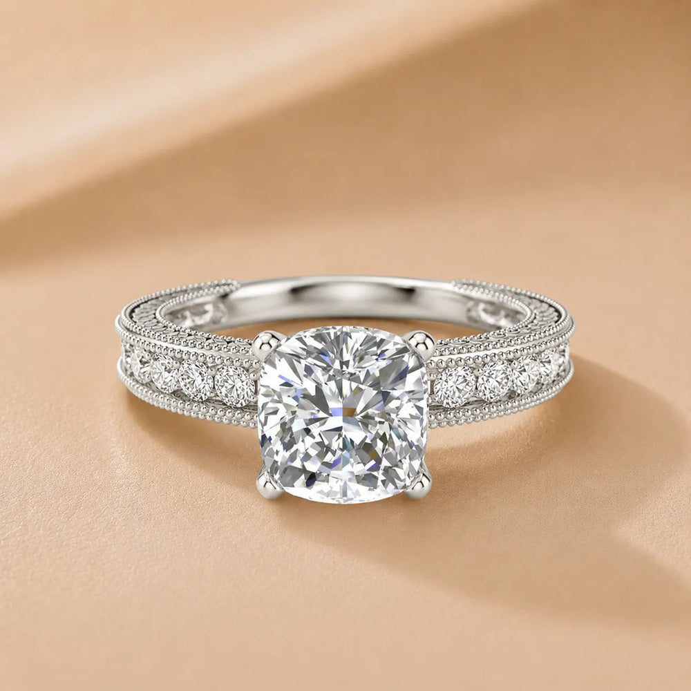 Vintage Milgrain Accent Solitaire Ring