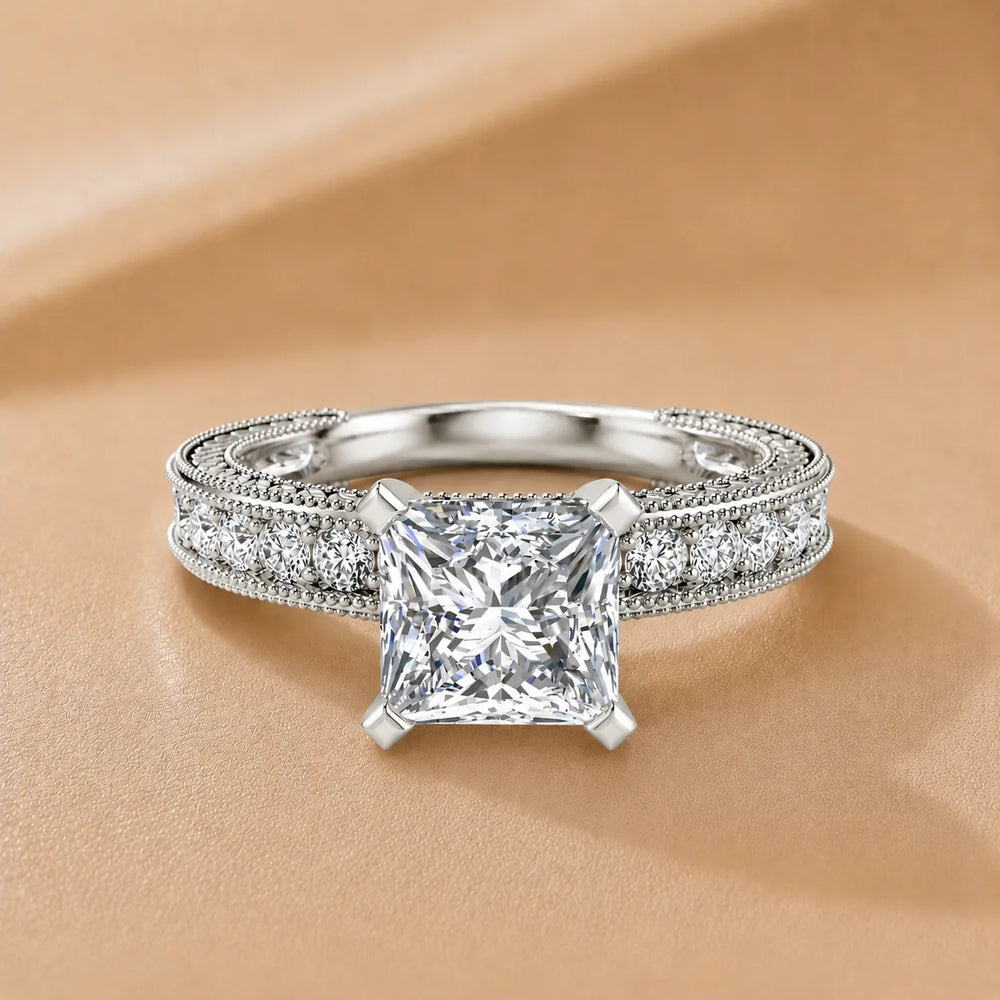 Vintage Milgrain Accent Solitaire Ring