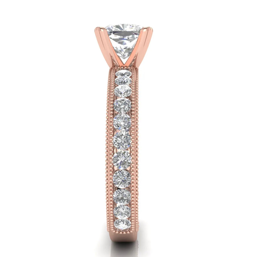 Vintage Milgrain Accent Solitaire Ring