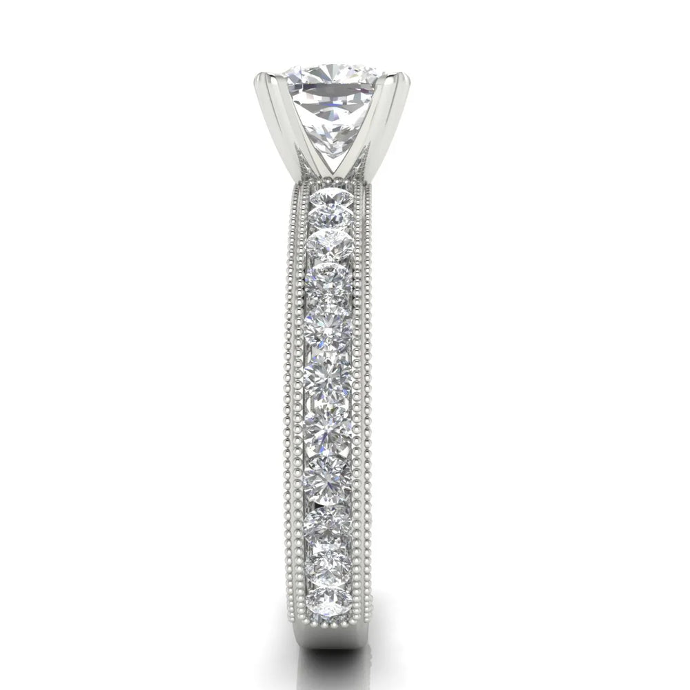 Vintage Milgrain Accent Solitaire Ring