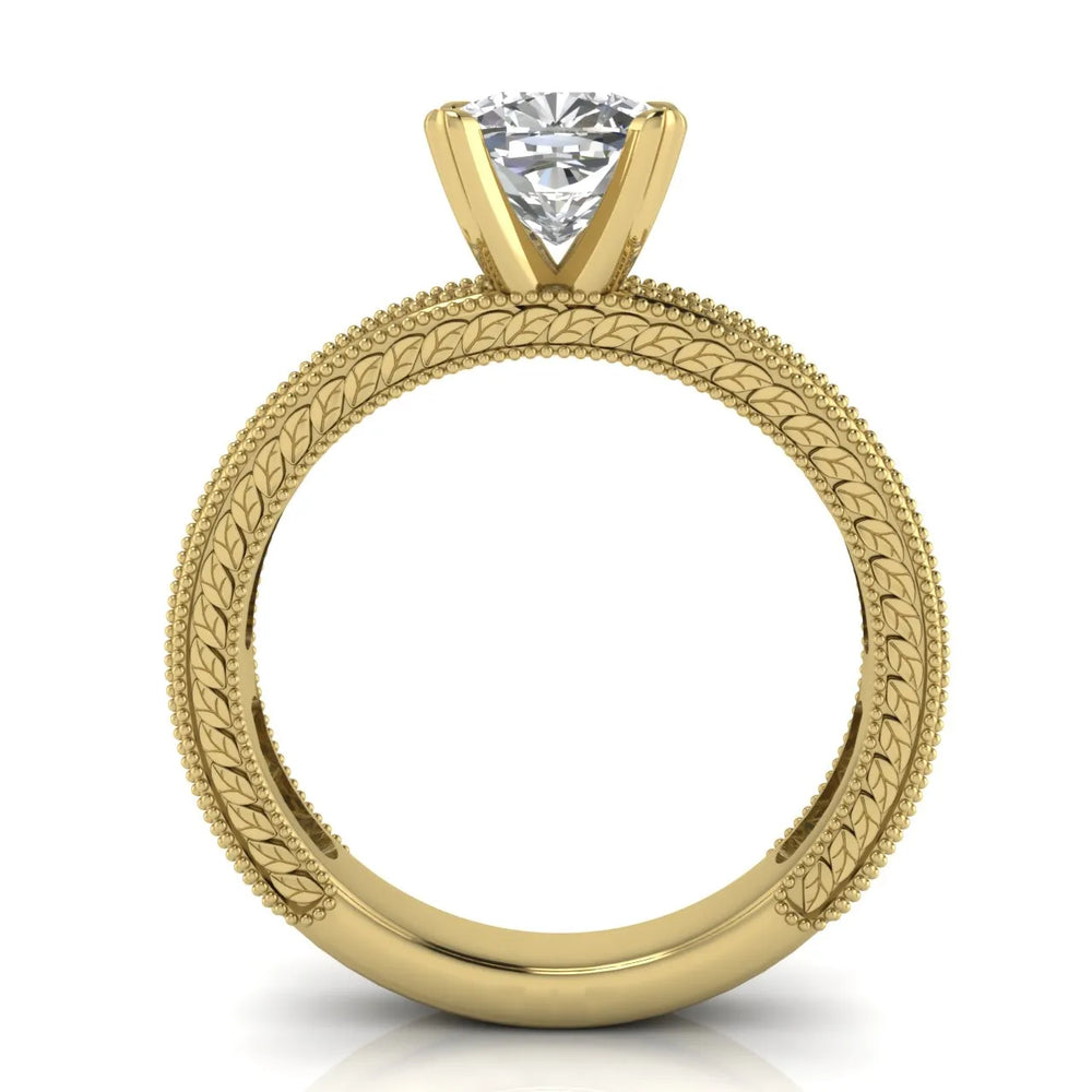 Vintage Milgrain Accent Solitaire Ring