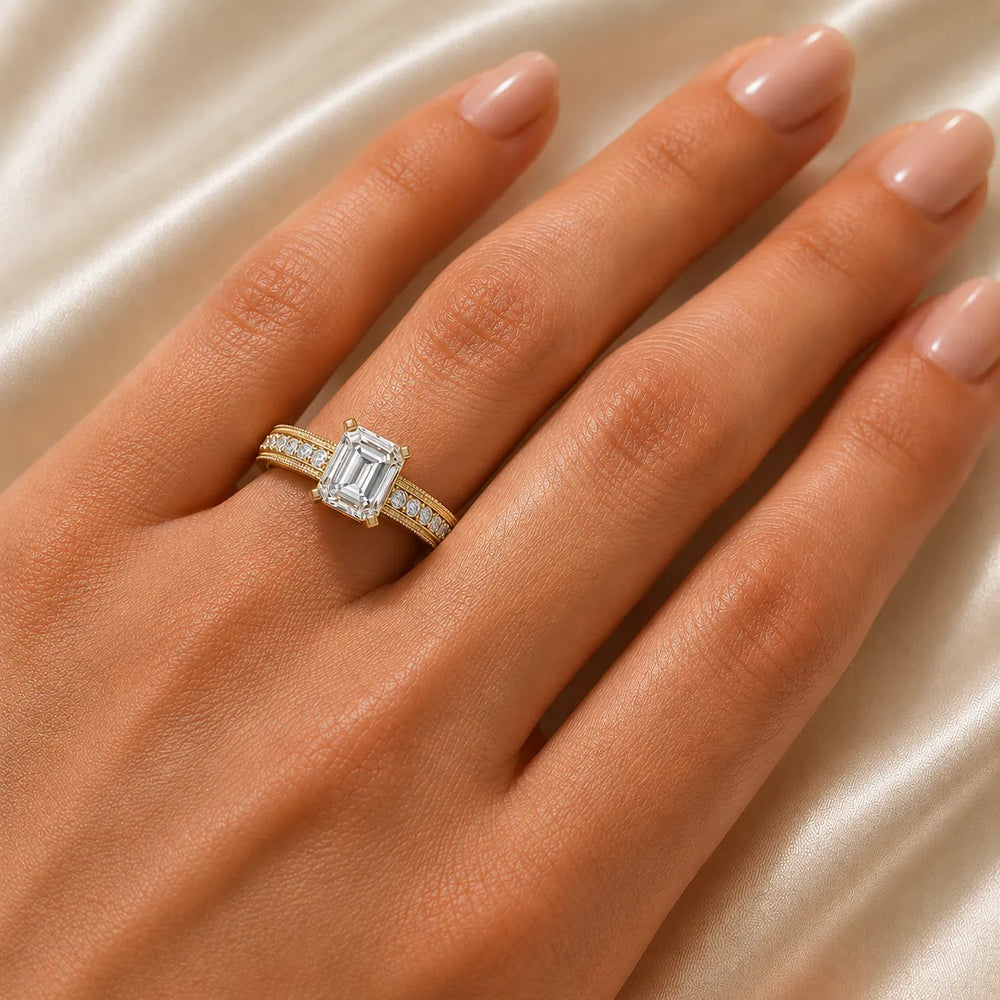 Vintage Milgrain Accent Solitaire Ring