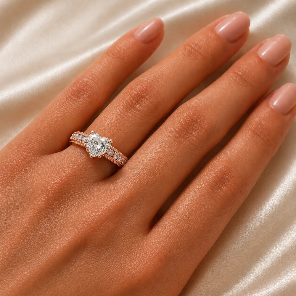 Vintage Milgrain Accent Solitaire Ring
