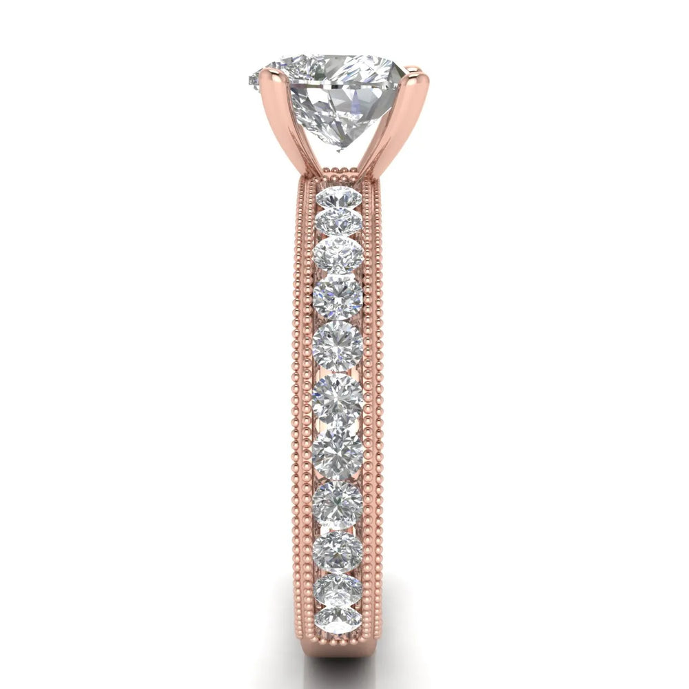 Vintage Milgrain Accent Solitaire Ring