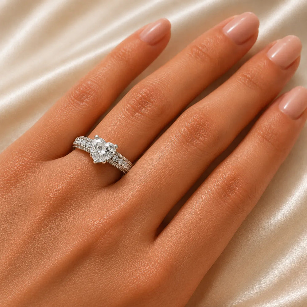 Vintage Milgrain Accent Solitaire Ring