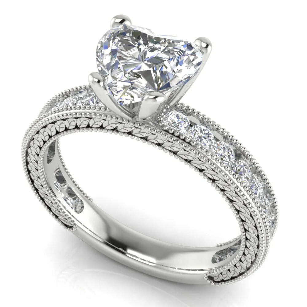 Vintage Milgrain Accent Solitaire Ring
