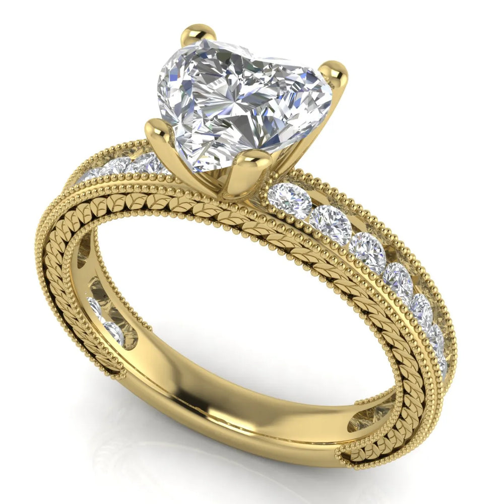 Vintage Milgrain Accent Solitaire Ring