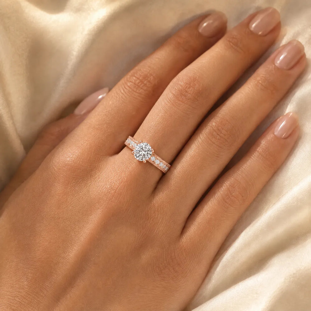 Vintage Milgrain Accent Solitaire Ring