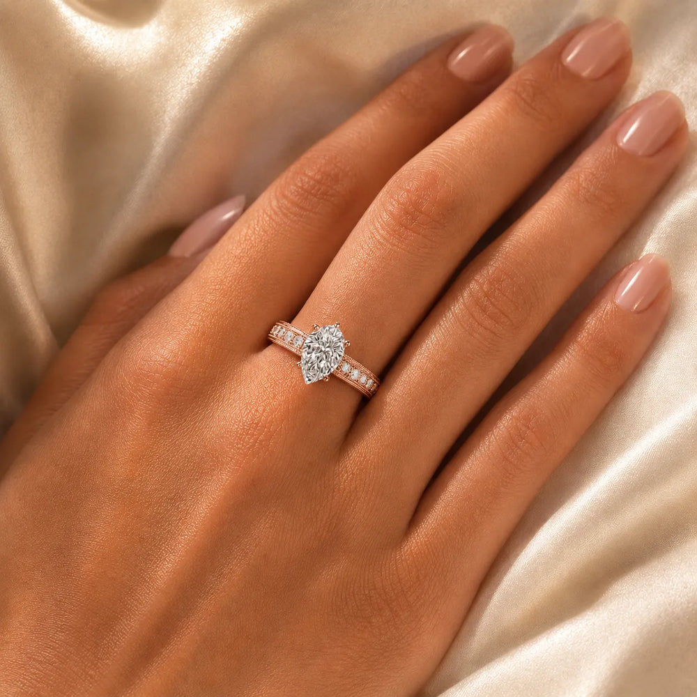 Vintage Milgrain Accent Solitaire Ring