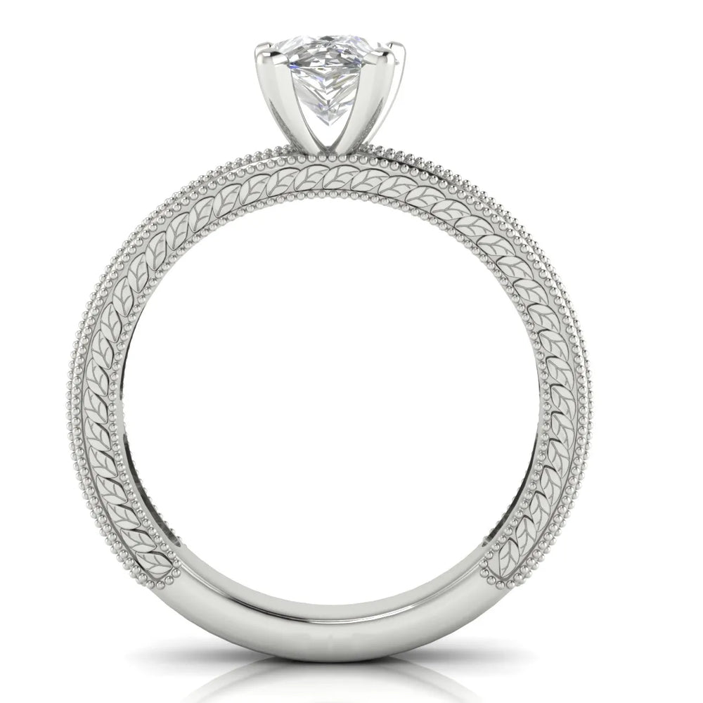 Vintage Milgrain Accent Solitaire Ring