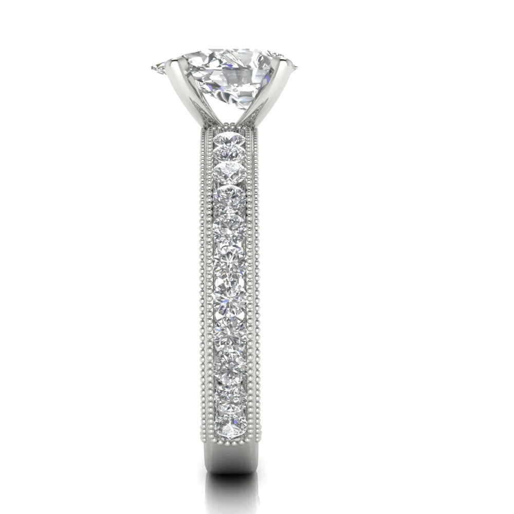 Vintage Milgrain Accent Solitaire Ring