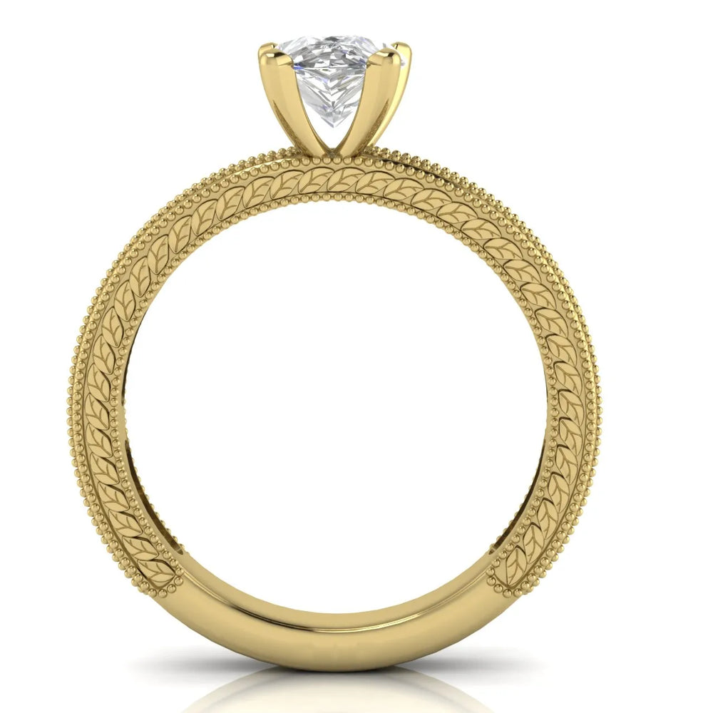 Vintage Milgrain Accent Solitaire Ring