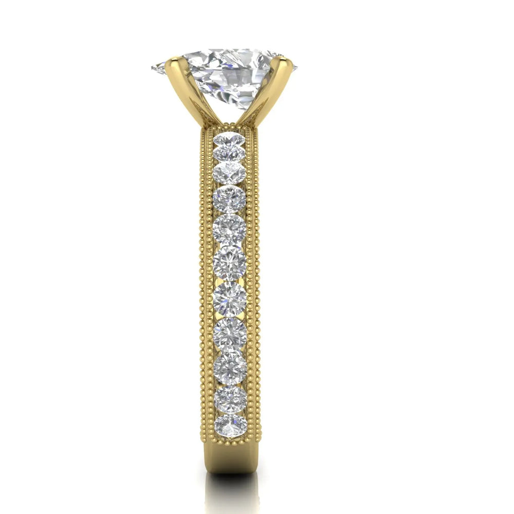 Vintage Milgrain Accent Solitaire Ring