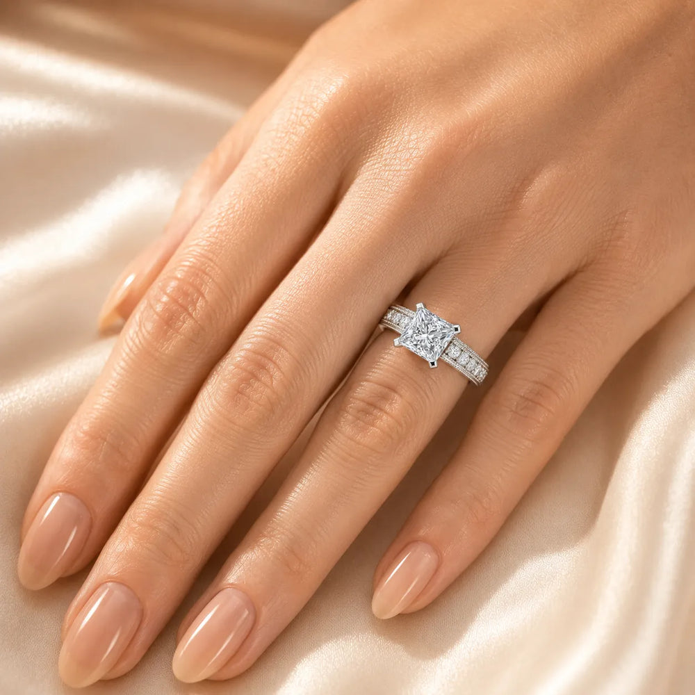 Vintage Milgrain Accent Solitaire Ring