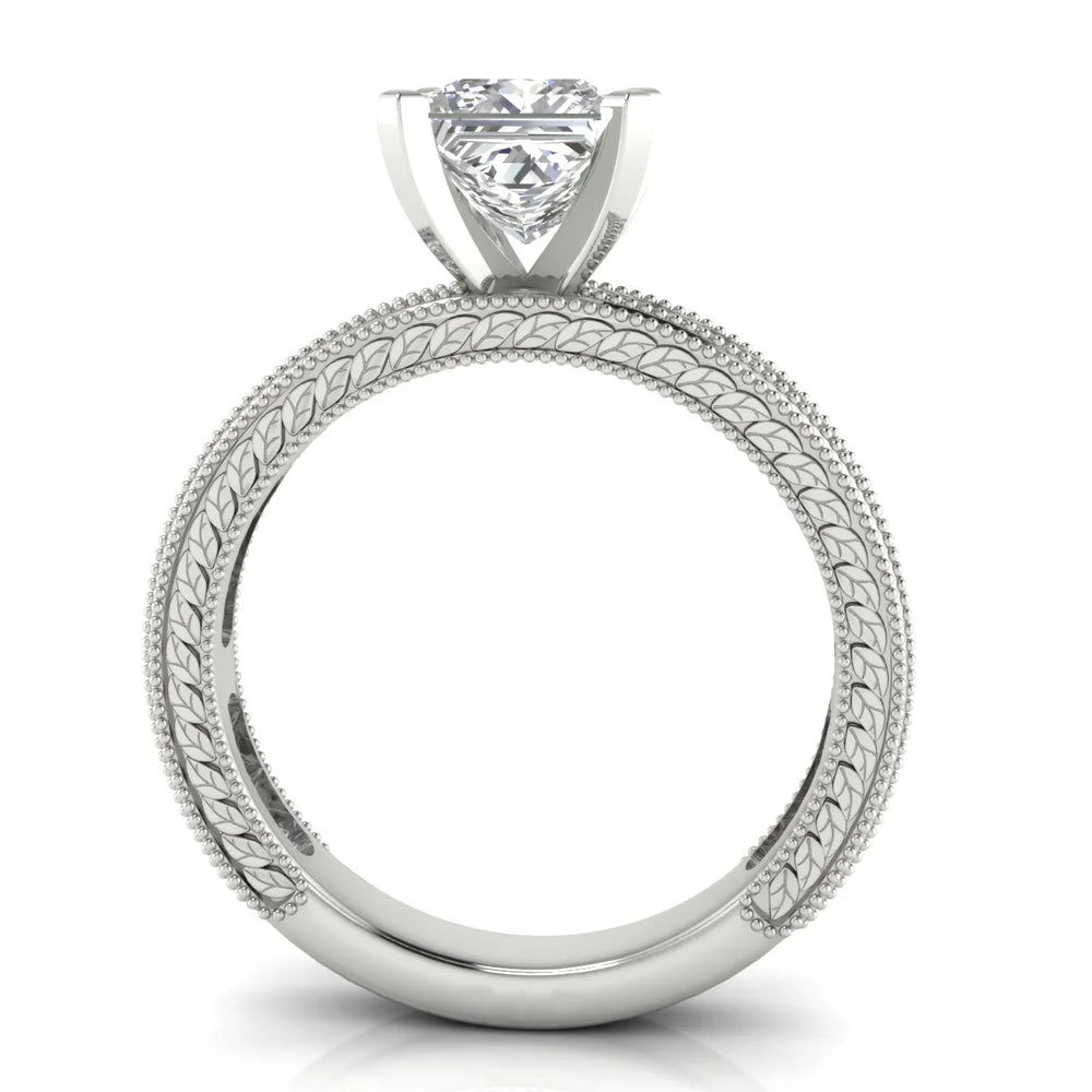 Vintage Milgrain Accent Solitaire Ring
