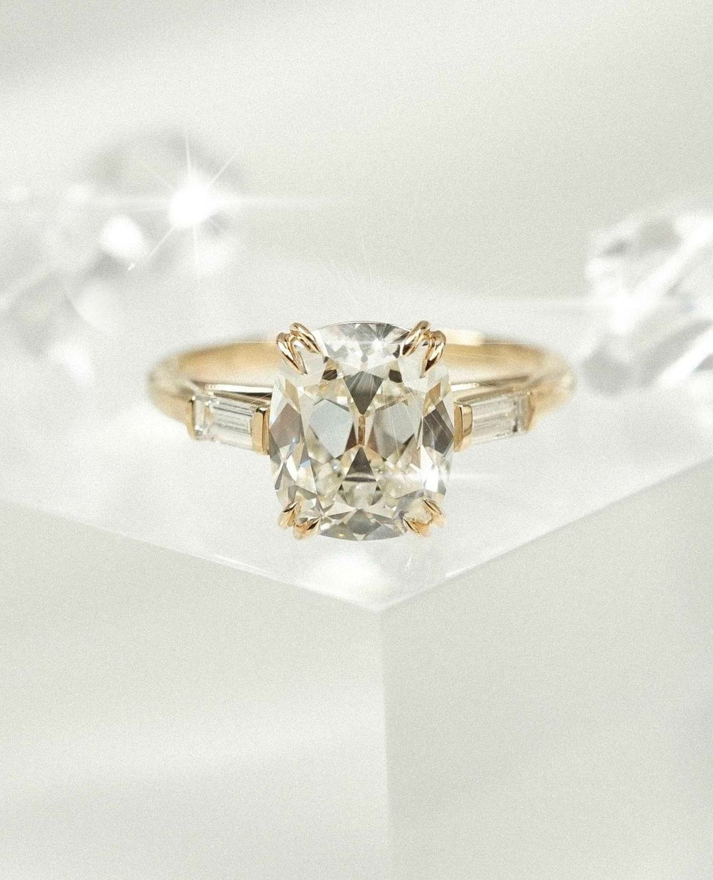 Old Mine Cushion Cut Labgrown Engagement Ring