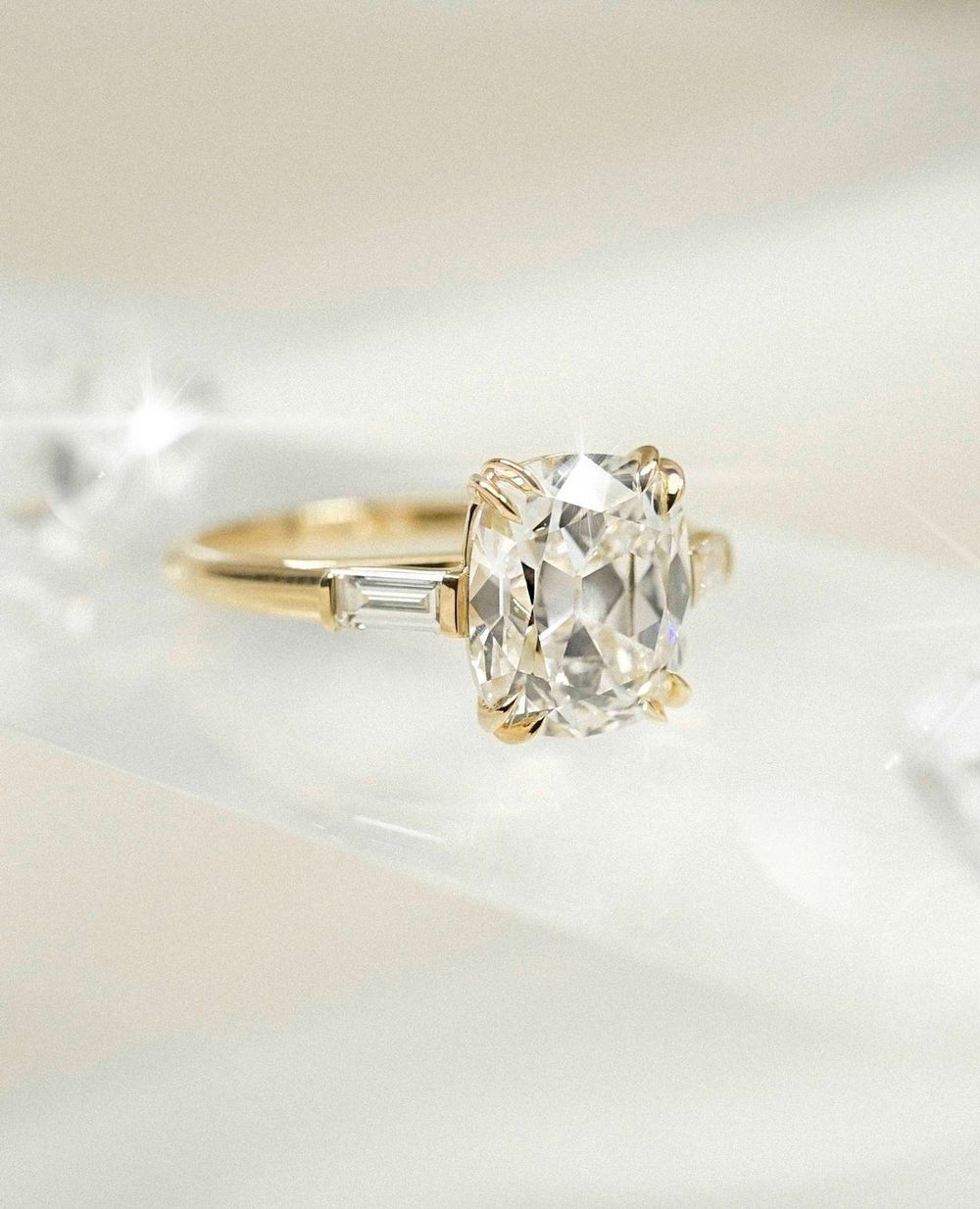 Old Mine Cushion Cut Labgrown Engagement Ring