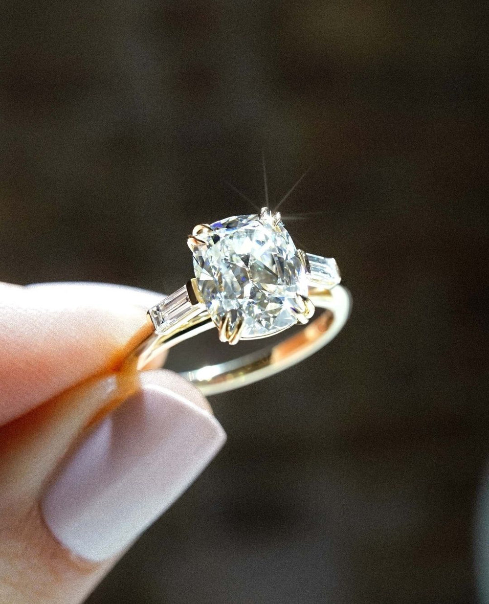 Old Mine Cushion Cut Labgrown Engagement Ring