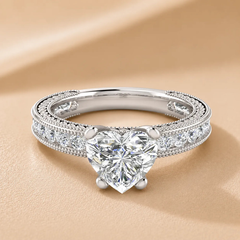 Vintage Milgrain Accent Solitaire Ring