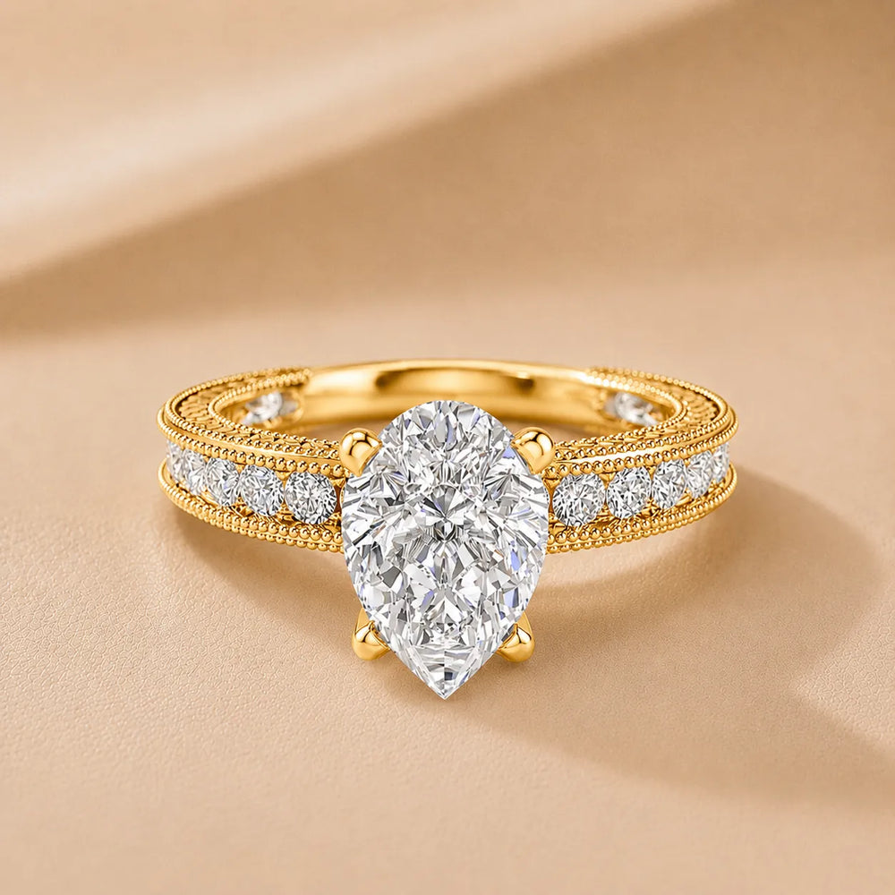 Vintage Milgrain Accent Solitaire Ring