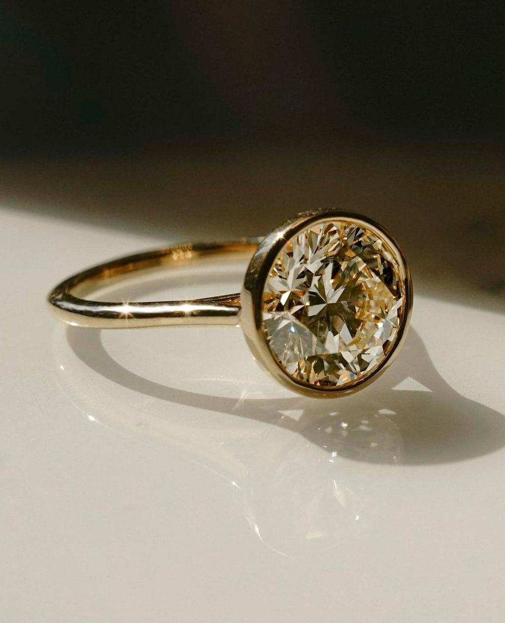 Bezel Set Round Brilliant Cut Labgrown Engagement Ring