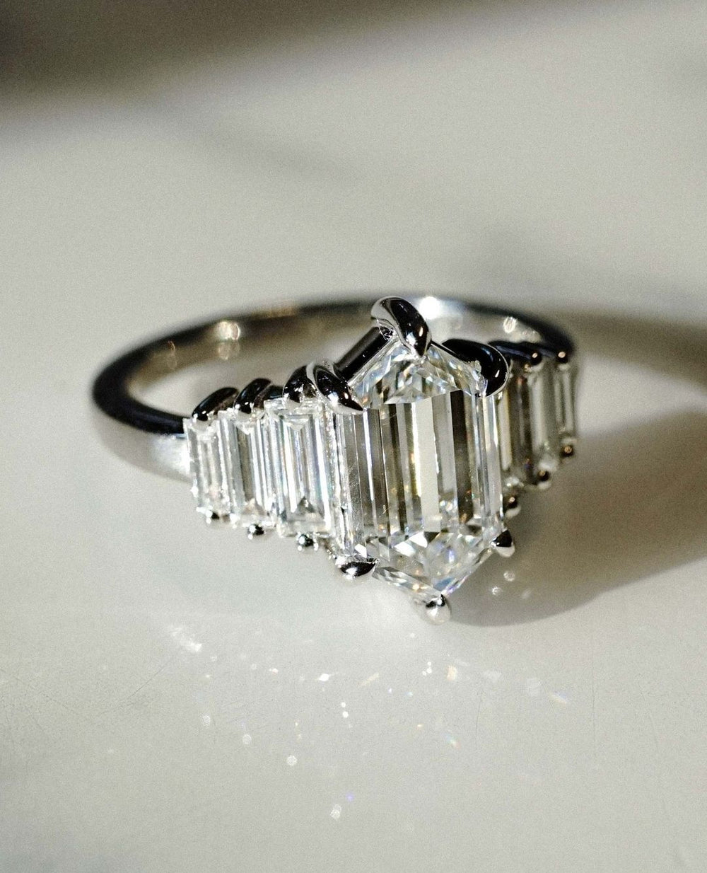 Hexagon Cut Labgrown Engagement Ring