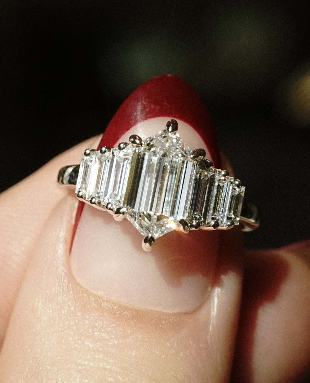 Hexagon Cut Labgrown Engagement Ring