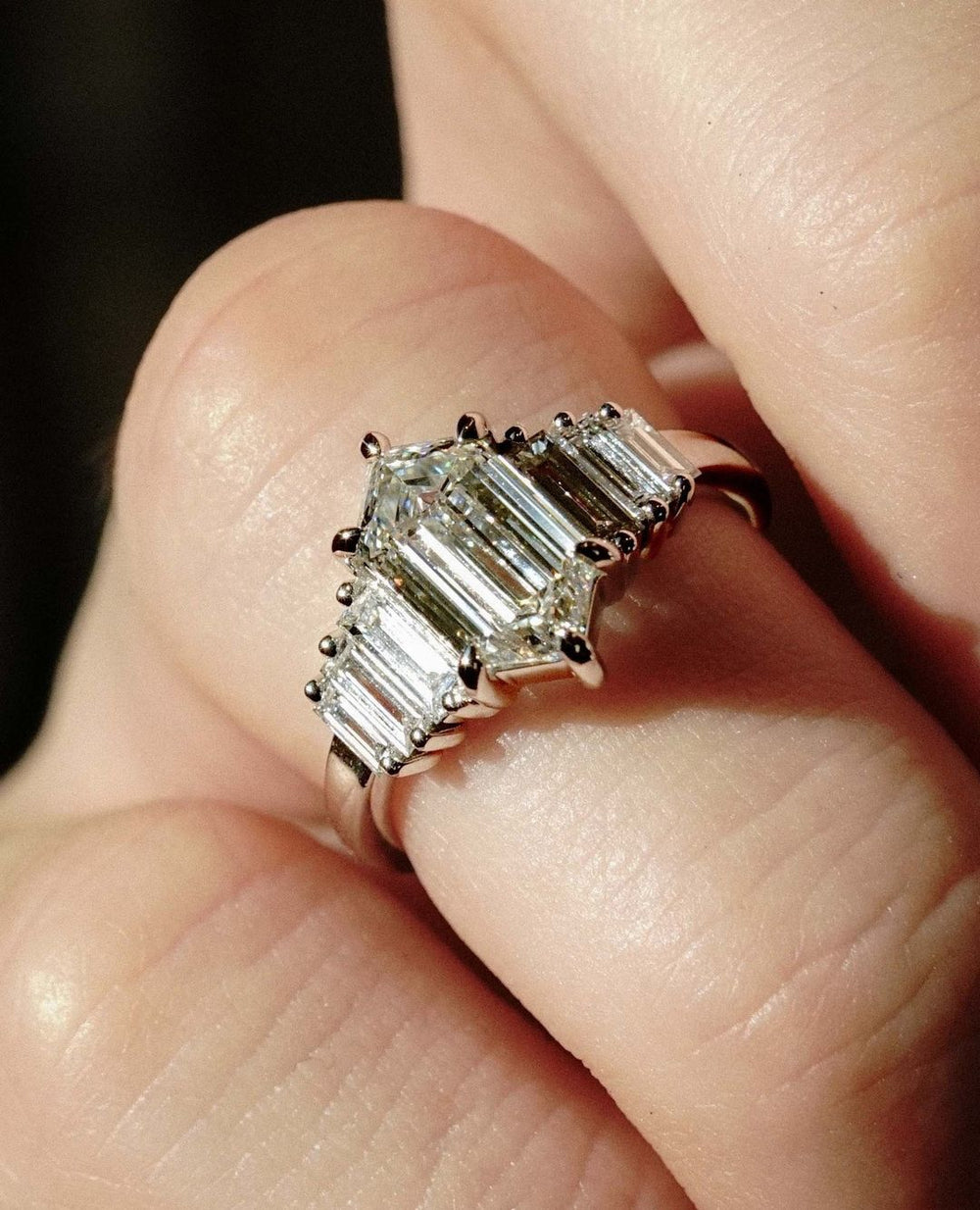Hexagon Cut Labgrown Engagement Ring