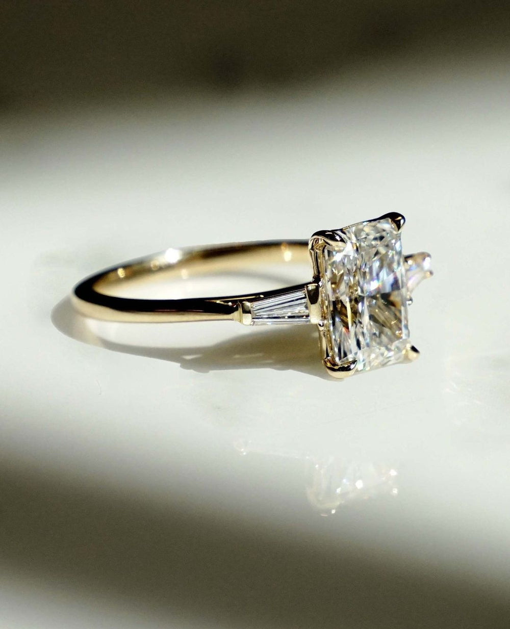 Three Stone Radiant Cut Labgrown Engagement Ring