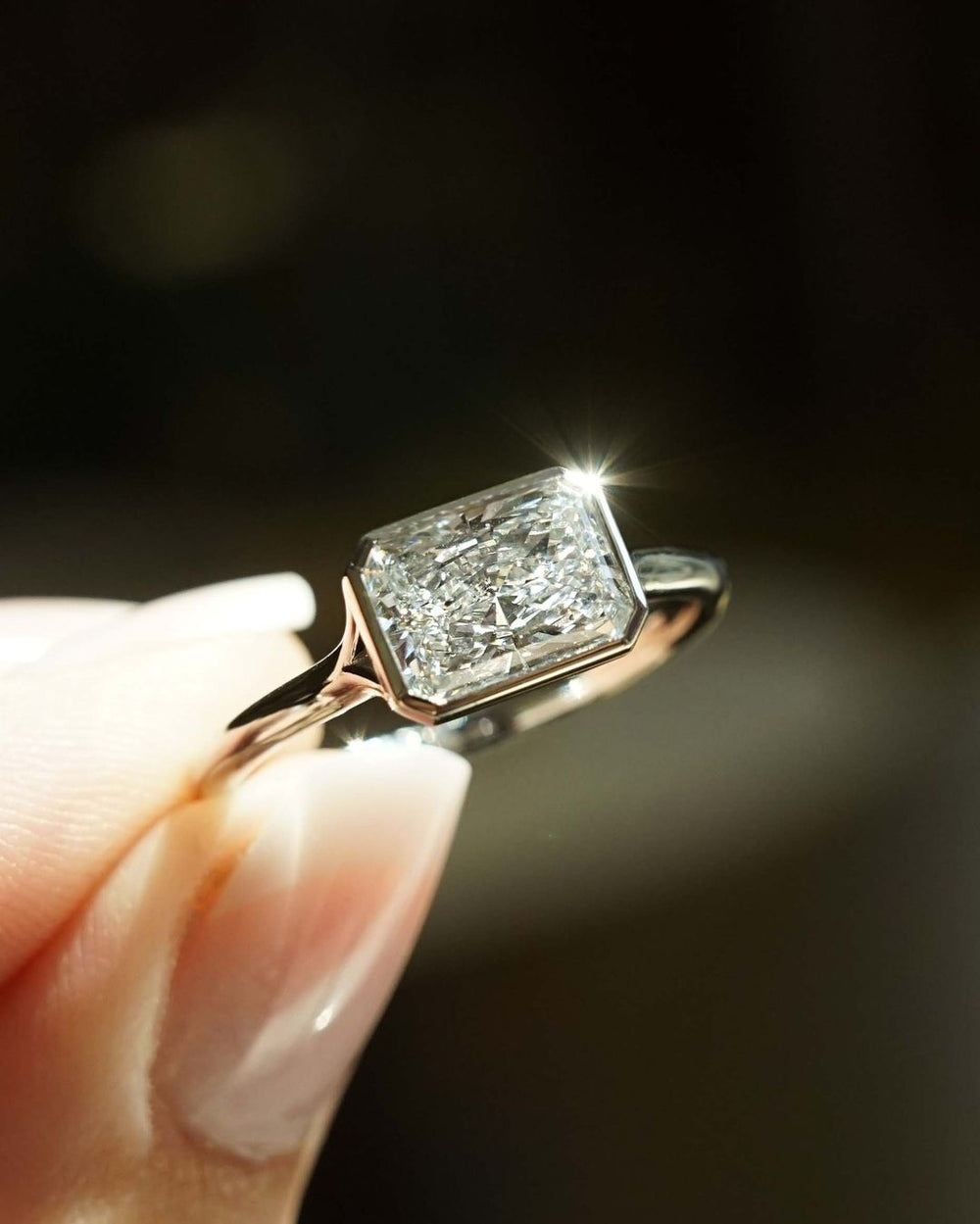 Bezel Radiant Cut Labgrown Engagement Ring