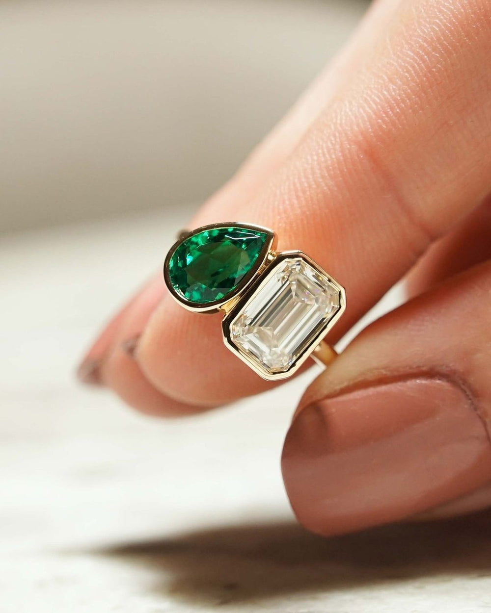 Toi Et Moi Pear & Emerald Cut Labgrown Engagement Ring