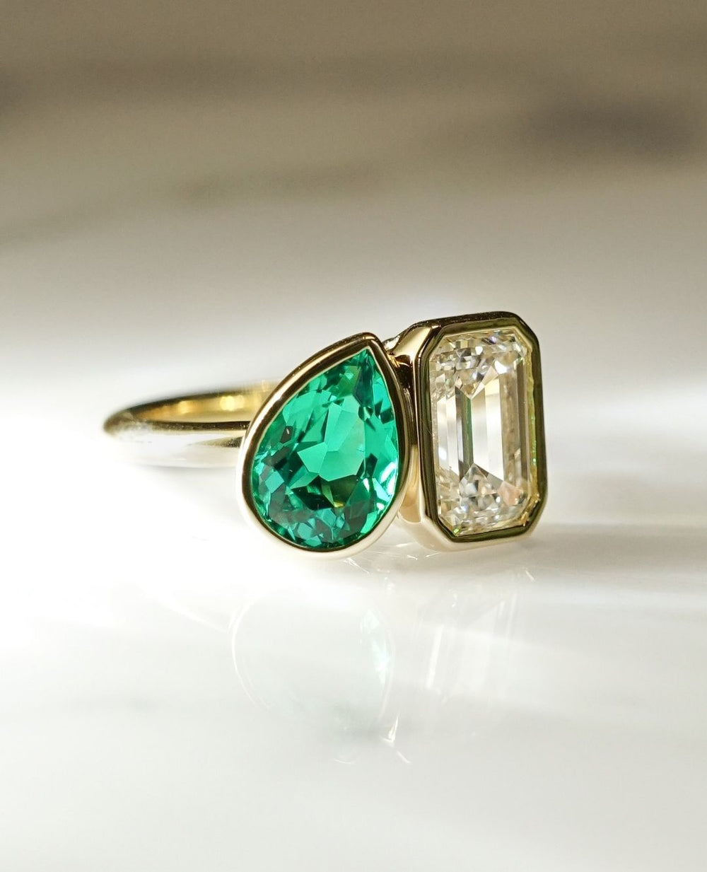 Toi Et Moi Pear & Emerald Cut Labgrown Engagement Ring