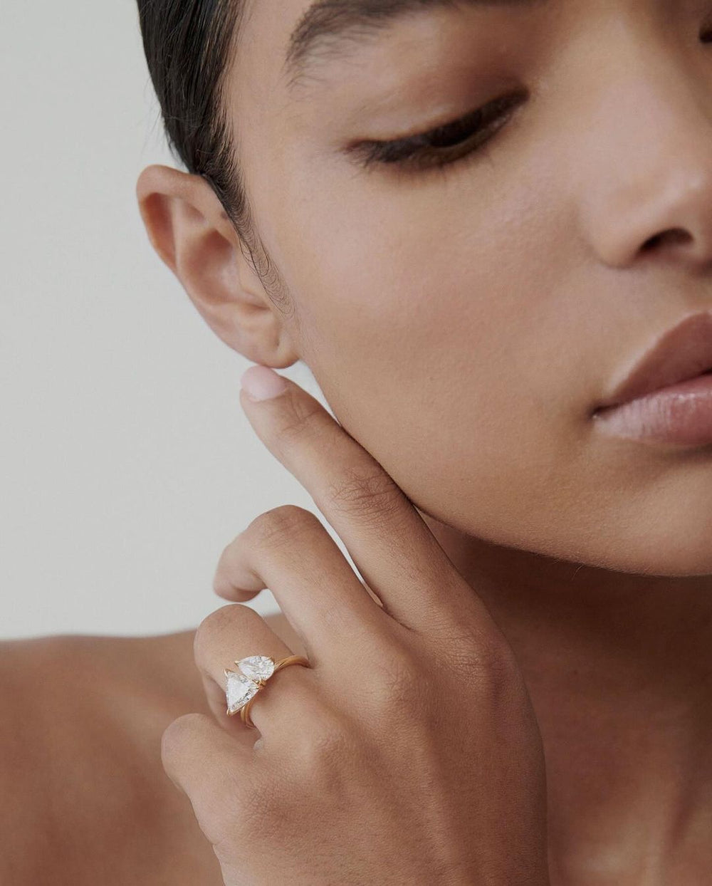 Pear & Trillion Elongated Pear Cut Labgrown Engagement Ring