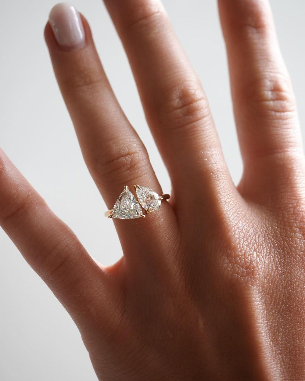 Pear & Trillion Elongated Pear Cut Labgrown Engagement Ring