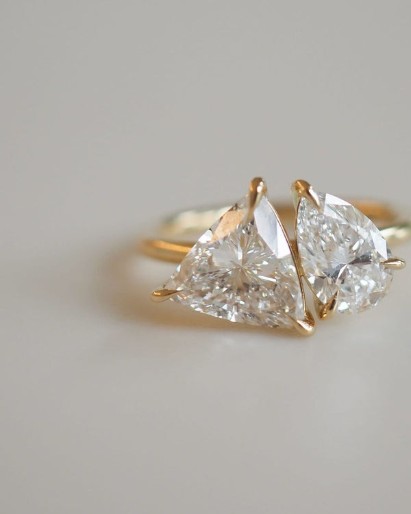 Pear & Trillion Elongated Pear Cut Labgrown Engagement Ring