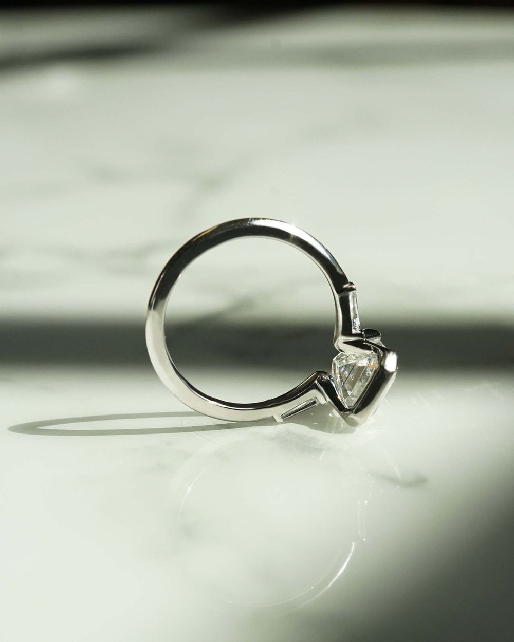 Bezel Set Emerald Cut Labgrown Engagement Ring
