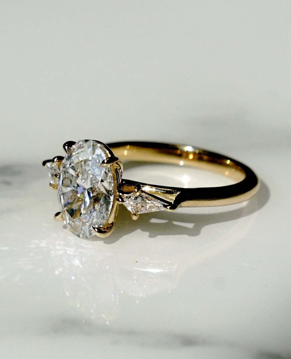 Three Stone Oval Cut Labgrown Engagement Ring