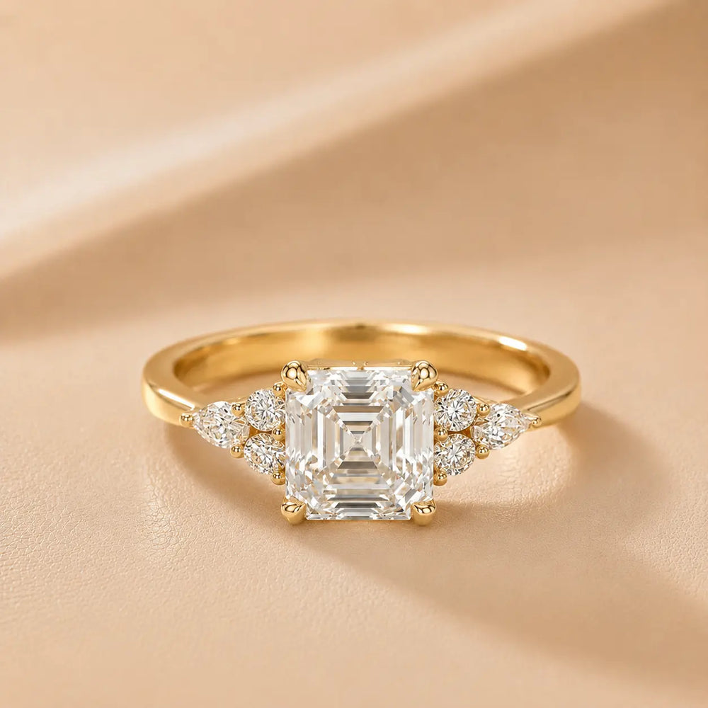Amelia Three Stone Princess Diamond Engagement Ring