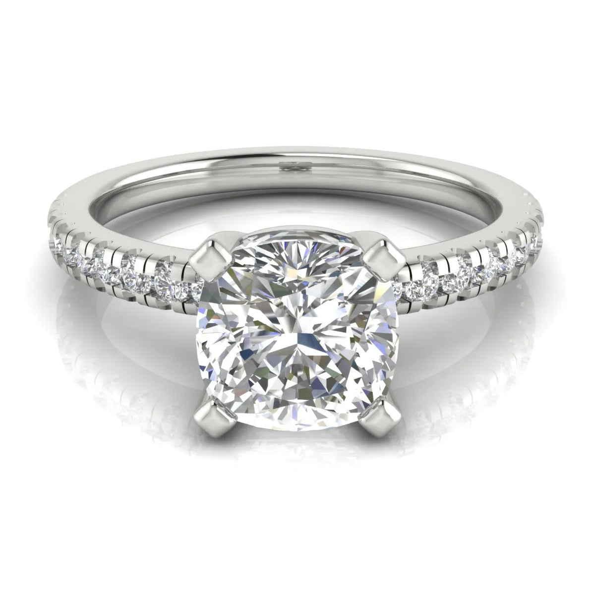 Delicate Pavé Accent Solitaire Ring