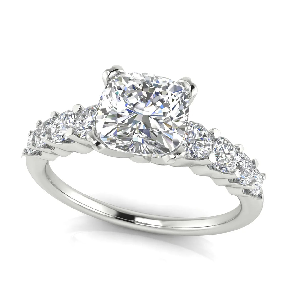 Elegant Solitaire Ring with Graduated Accent Stones