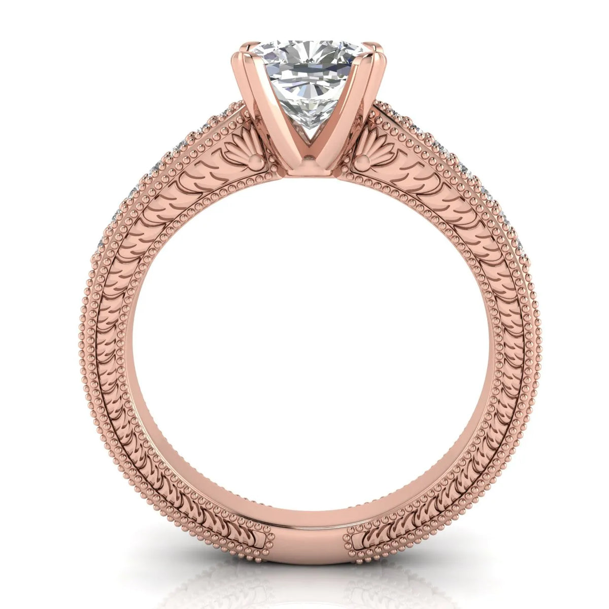 Vintage-Inspired Solitaire Ring with Accent Stones