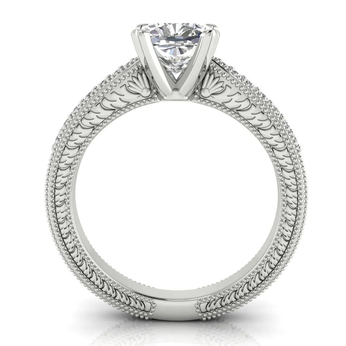 Vintage-Inspired Solitaire Ring with Accent Stones
