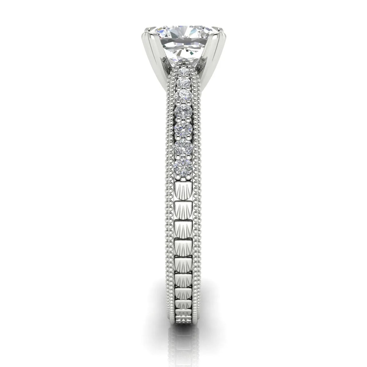 Vintage-Inspired Solitaire Ring with Accent Stones