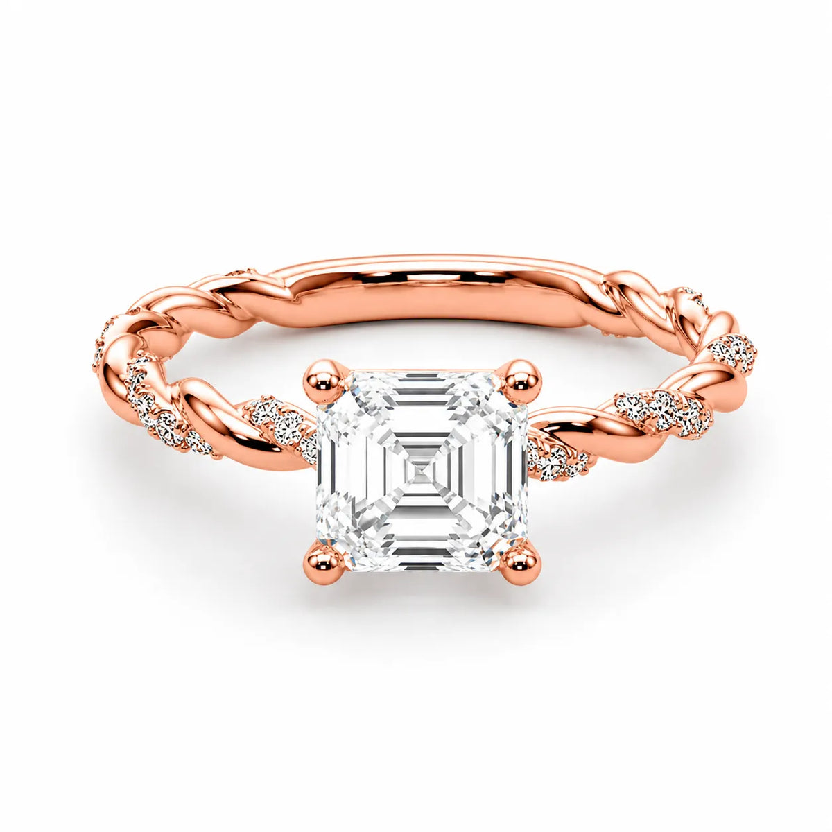Cushion Cut Twisted Band Engagement Ring