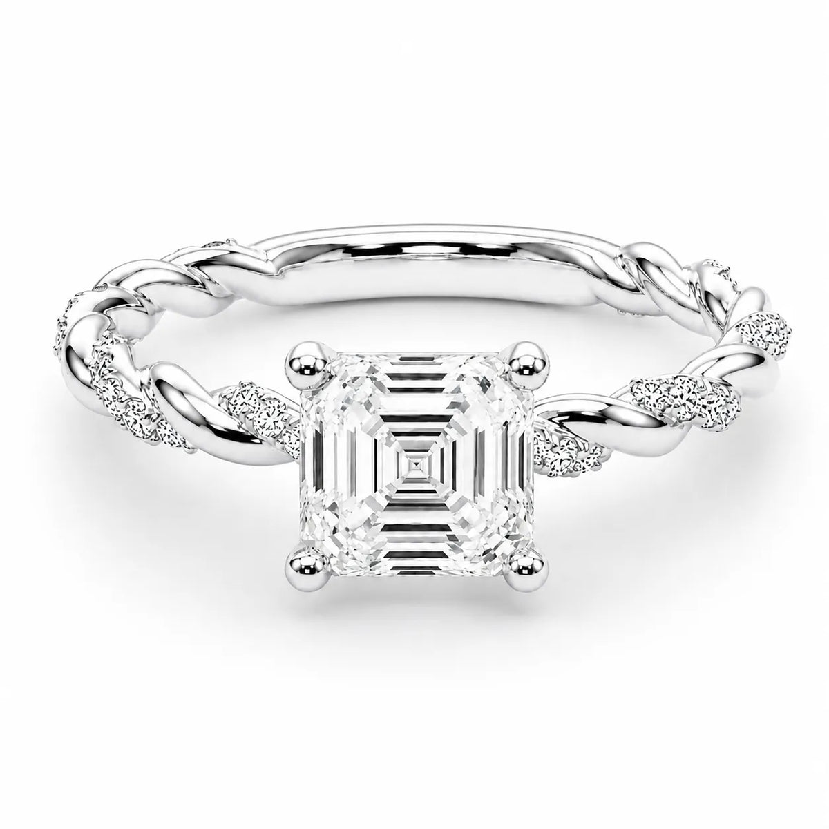 Cushion Cut Twisted Band Engagement Ring