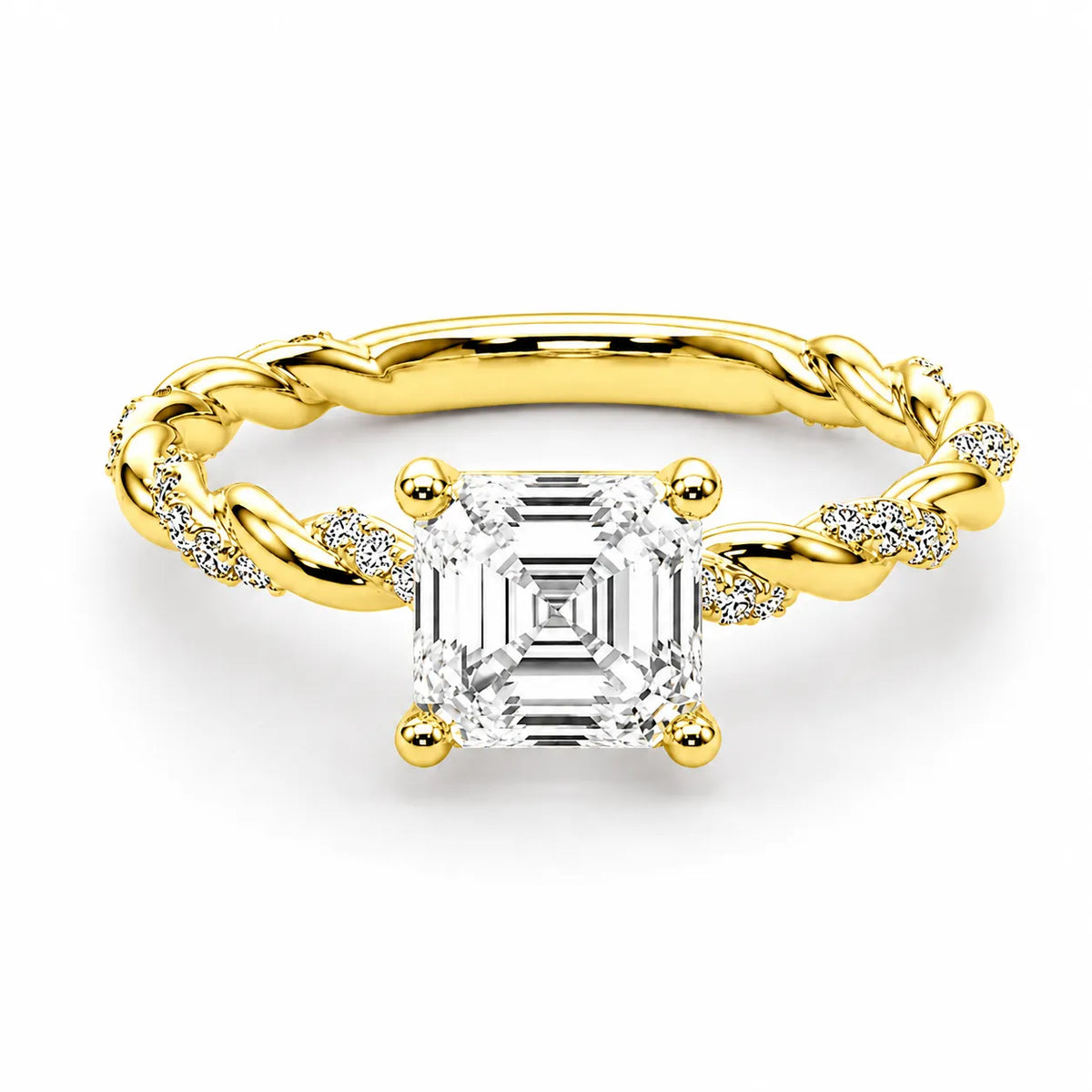 Cushion Cut Twisted Band Engagement Ring