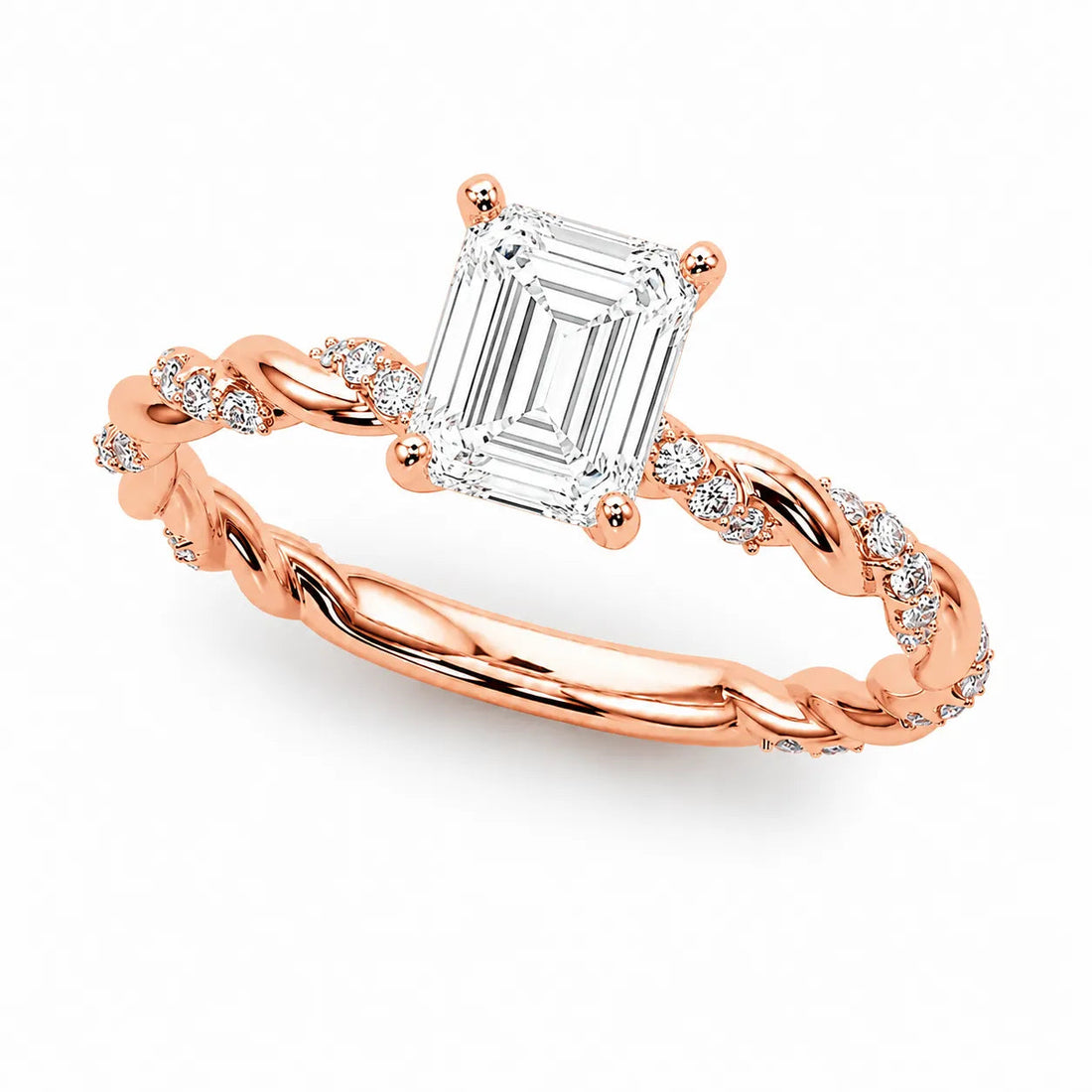 Cut Twisted Band Engagement Ring (925 Sterling Silver) (925 Sterling Silver)