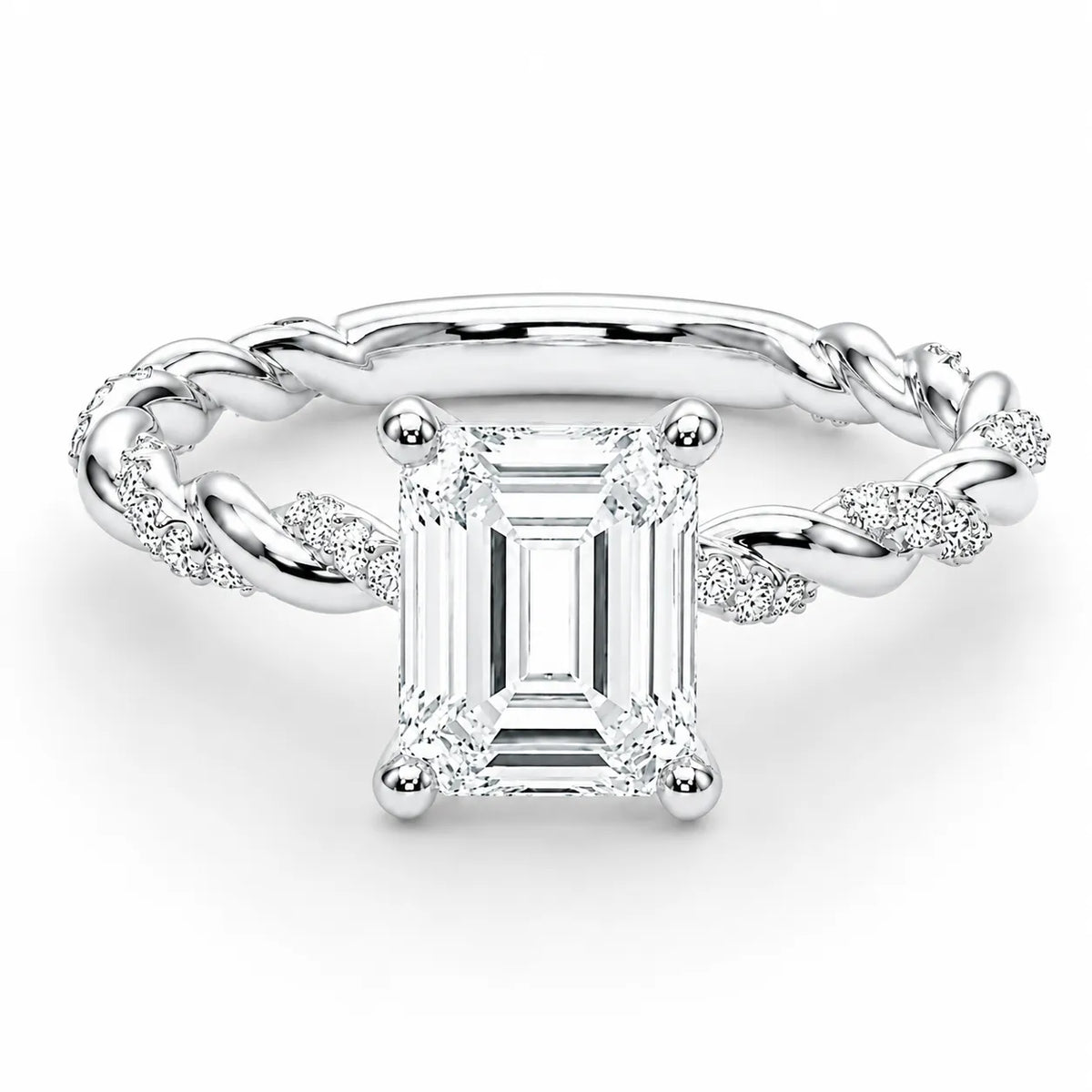 Cushion Cut Twisted Band Engagement Ring