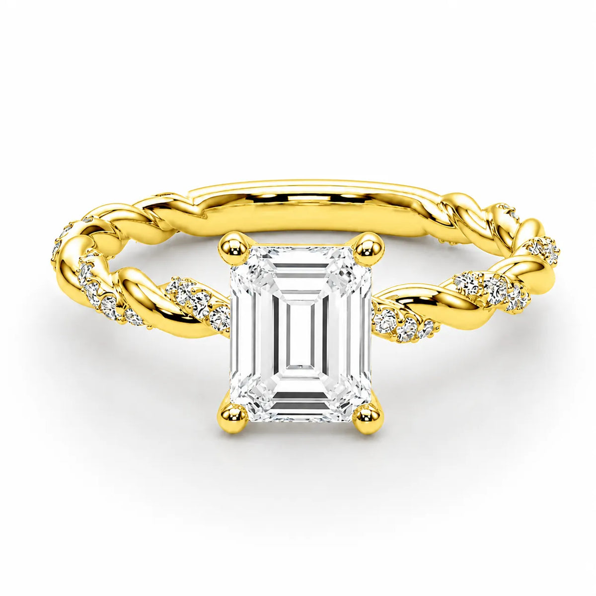 Cushion Cut Twisted Band Engagement Ring